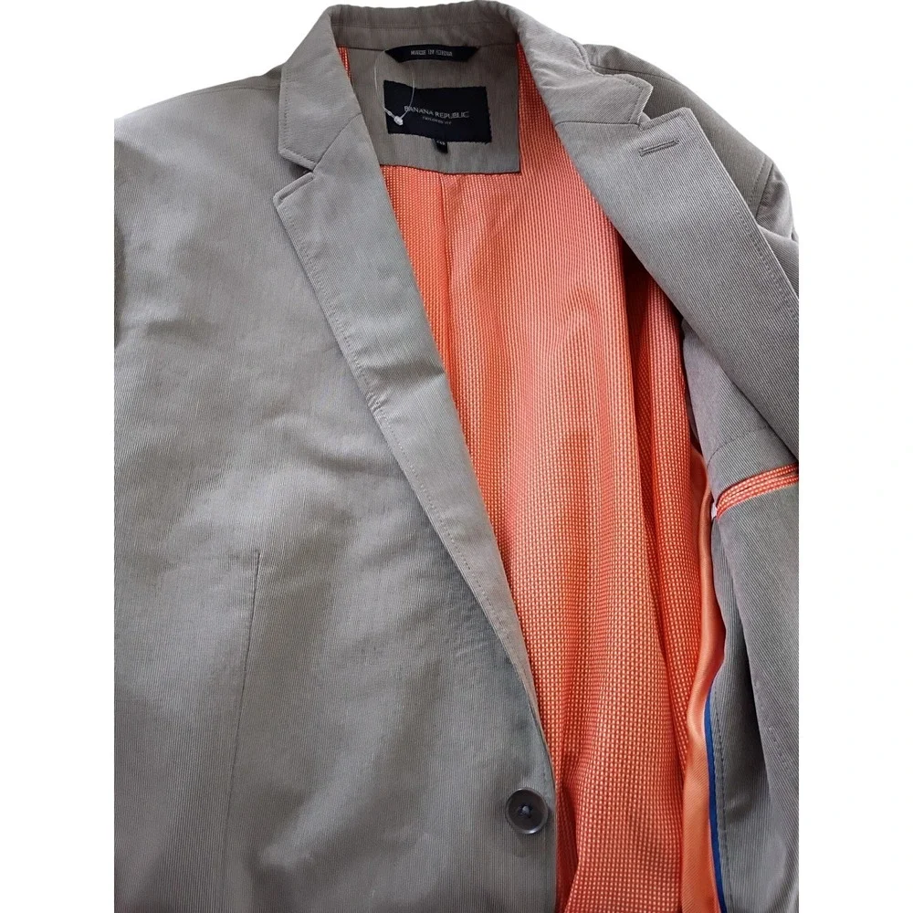 Banana Republic Gray 100% Cotton Sport Coat Blazer 44R Tailored‎ Orange Lng $450
